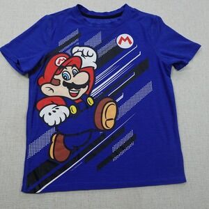 Super Mario Shirt Youth Medium Blue Nintendo 2020 Mario Bros Graphic Tee Gamer